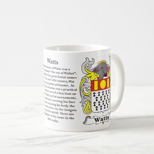 Watts Family Coat of Arms Mok (Voorkant rechts)