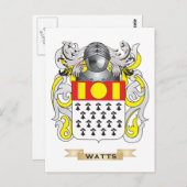Watts Family Crest (wapenschild) Briefkaart (Voorkant / Achterkant)