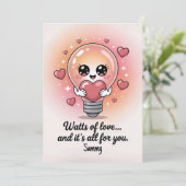 Watts of Love – Schattigee Pun eCard voor | bewerk Feestdagenkaart (Staand voorkant)