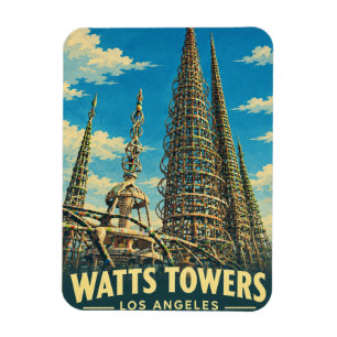 Watts Towers Los Angeles Reis Californië Vintage Magneet