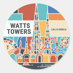 Watts Towers van Simon Rodia State Historic Park Ronde Sticker