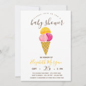 Watwecolor Ice-crème, Stripes Baby shower Kaart (Voorkant)
