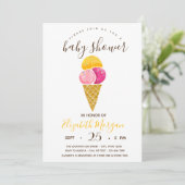 Watwecolor Ice-crème, Stripes Baby shower Kaart (Staand voorkant)