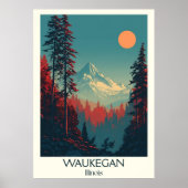Waukegan Illinois  Lake Forest Sunset Art Poster (Voorkant)