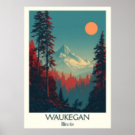 Waukegan Illinois  Lake Forest Sunset Art Poster