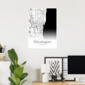 Waukegan Map - Illinois - City Map Poster (Thuiskantoor)