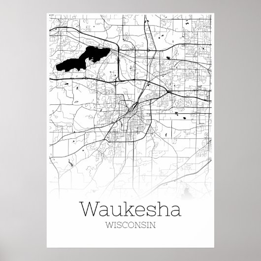 Waukesha Map - Wisconsin - City Map Poster (Voorkant)