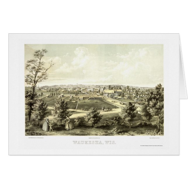 Waukesha, WI Panoramic Map - 1857 (Voorkant Horizontaal)