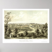 Waukesha, WI Panoramic Map - 1857 Poster (Voorkant)