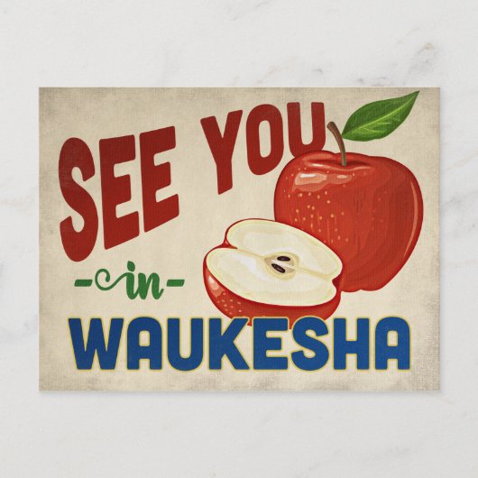 Waukesha Wisconsin Apple - Vintage Travel Briefkaart (Voorkant)