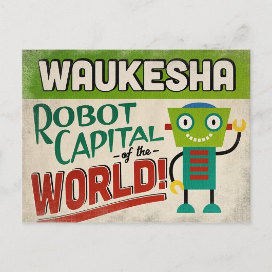 Waukesha Wisconsin Robot - Funny Briefkaart (Voorkant)