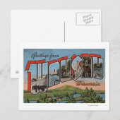 Wausau, Wisconsin - Grote letterscènes Briefkaart (Voorkant / Achterkant)