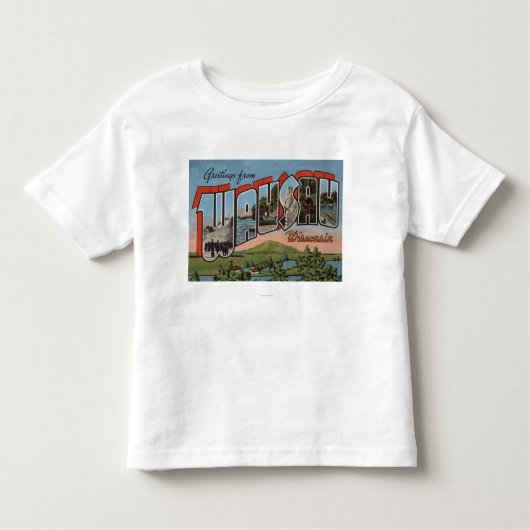 Wausau, Wisconsin - Grote letterscènes Kinder Shirts (Voorkant)