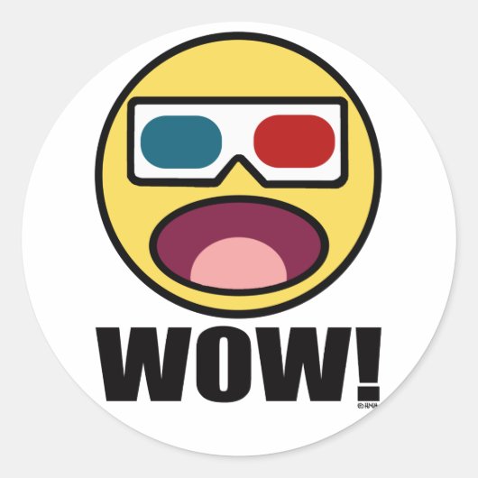 Wauw! 3D Ronde Sticker (Voorkant)