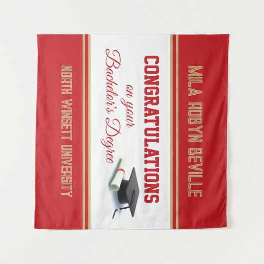 Wauw! Bachelor diploma! Afstuderen  Wandkleed (Voorkant (horizontaal))