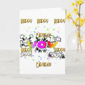 WAUW! Happy Birthday Wit Wenskaart Kaart (Gele Bloem)