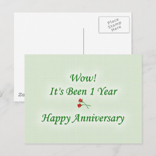 Wauw! IT&apos;s was 1 jaar Happy Jubileum Briefkaart (Voorkant / Achterkant)