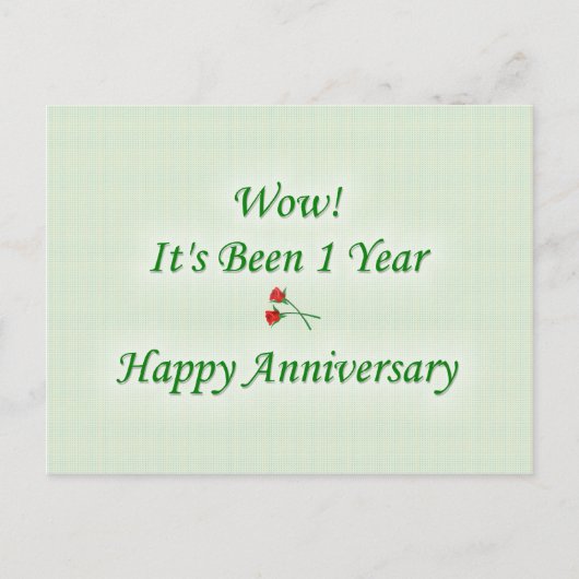 Wauw! IT's was 1 jaar Happy Jubileum Briefkaart (Voorkant)