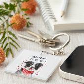 Wauw meer dan Border Collie Heart Bandana Sleutelhanger (Voorkant Rechts)