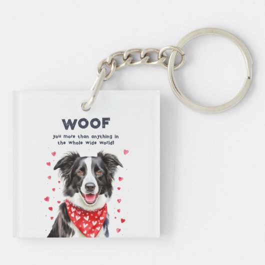 Wauw meer dan Border Collie Heart Bandana Sleutelhanger (Achterkant)