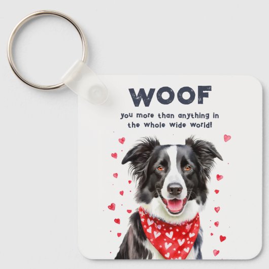 Wauw meer dan Border Collie Heart Bandana Sleutelhanger (Voorkant)