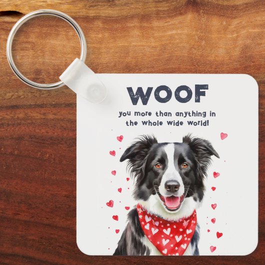 Wauw meer dan Border Collie Heart Bandana Sleutelhanger (Voorkant)
