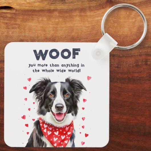 Wauw meer dan Border Collie Heart Bandana Sleutelhanger (Achterkant)