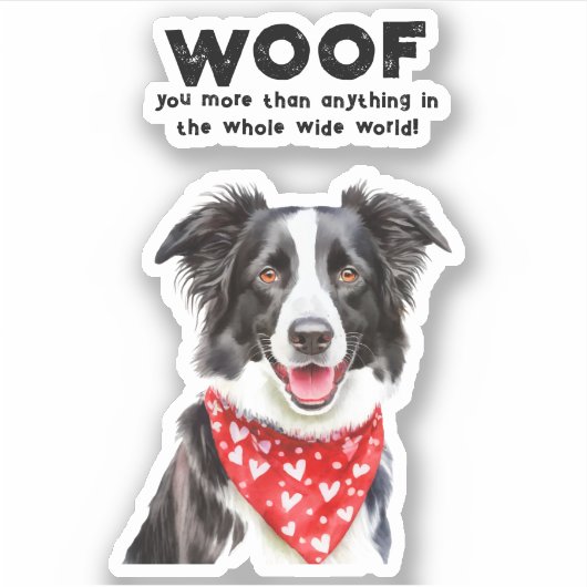 Wauw meer dan Border Collie Heart Bandana Sticker (Voorkant)