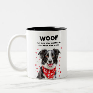 Wauw meer dan Border Collie Heart Bandana Tweekleurige Koffiemok