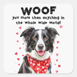 Wauw meer dan Border Collie Heart Bandana Vierkante Sticker