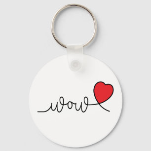 Wauw of wow. Valentijnsdag slogan met hartjes Sleutelhanger