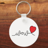 Wauw of wow. Valentijnsdag slogan met hartjes Sleutelhanger (Voorkant)