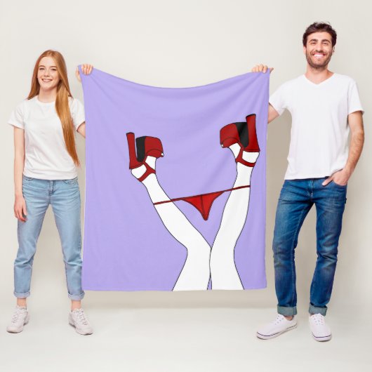 Wauw! Panties naar beneden, kinky cartoon pop kuns Fleece Deken (In situ)