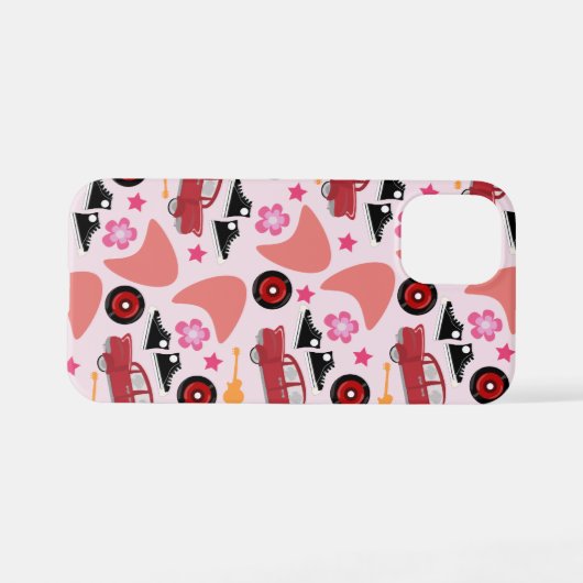 Wauw roze vijften flikkback Retro Patroon iPhone Hoesje (Achterkant horizontaal)