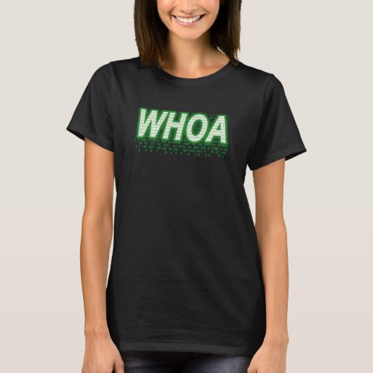 Wauw - Tekst in digitale code T-shirt (Voorkant)