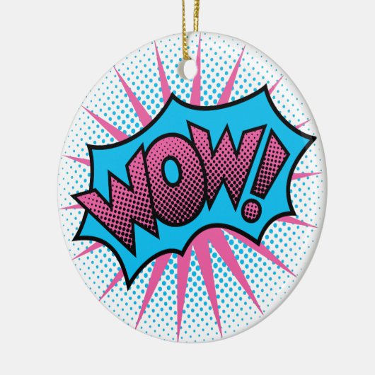 Wauw tekstontwerp keramisch ornament (Links)