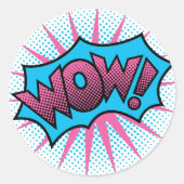 Wauw tekstontwerp ronde sticker (Voorkant)