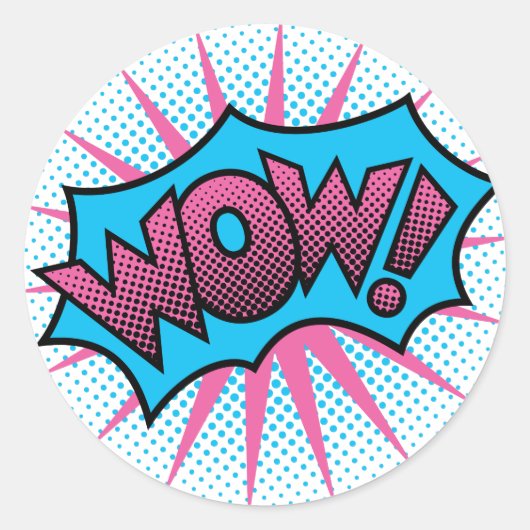Wauw tekstontwerp ronde sticker (Voorkant)