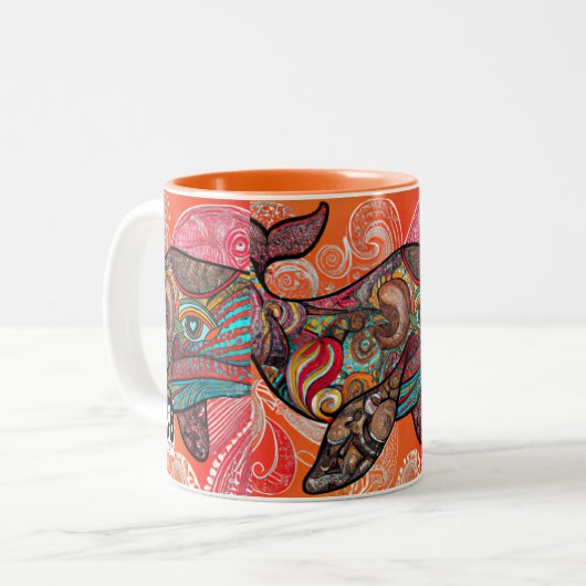 Wauw walvis! tweekleurige koffiemok (Voorkant links)