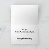 Wauw Wow Je bent een Geweldige tante Moederdag Kaart (Binnen)