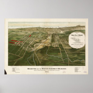 Wauwatosa - Milwaukee WI 1892 Panorama Poster