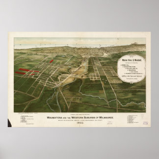 Wauwatosa - Milwaukee WI 1892 Panorama Poster
