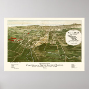 Wauwatosa, WI Panoramic Map - 1892 Poster
