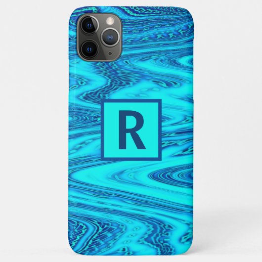 Wave Abstract Monogram Initialen Blauwe Patronen Case-Mate iPhone Case (Achterkant)