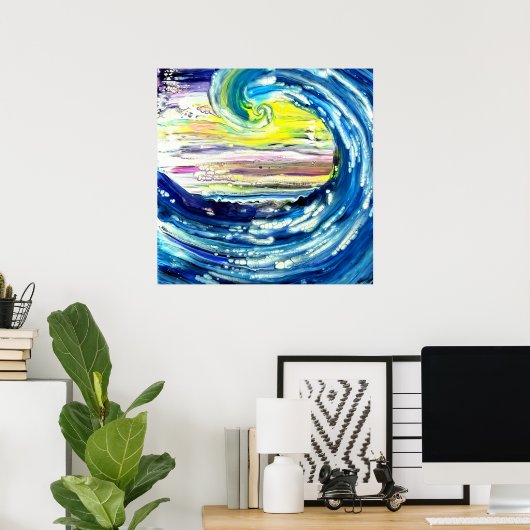 Wave Abstraction van Fiona Poster (Thuiskantoor)
