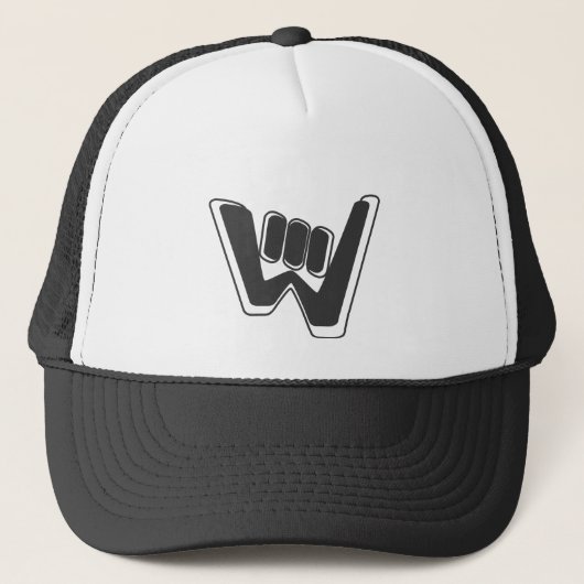 Wave and Walk Charcoal Black Logo Trucker Pet (Voorkant)