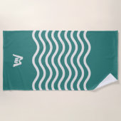 Wave and Walk Logomark Abstracte Golven Turquoise Strandlaken (Voorkant)