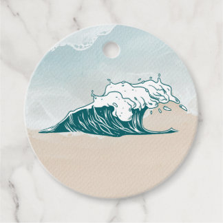 Wave Beach Ocean Round Gift Label