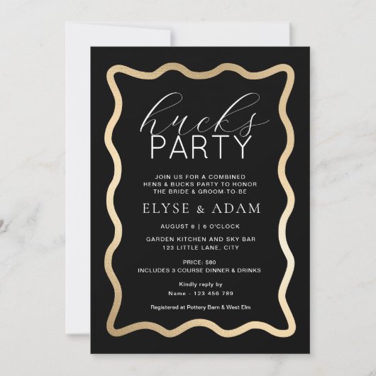 Wave Black Gold Hucks Feest Kaart (Voorkant)