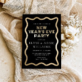 Wave Black Oudejaarsavond feest Folie Uitnodiging